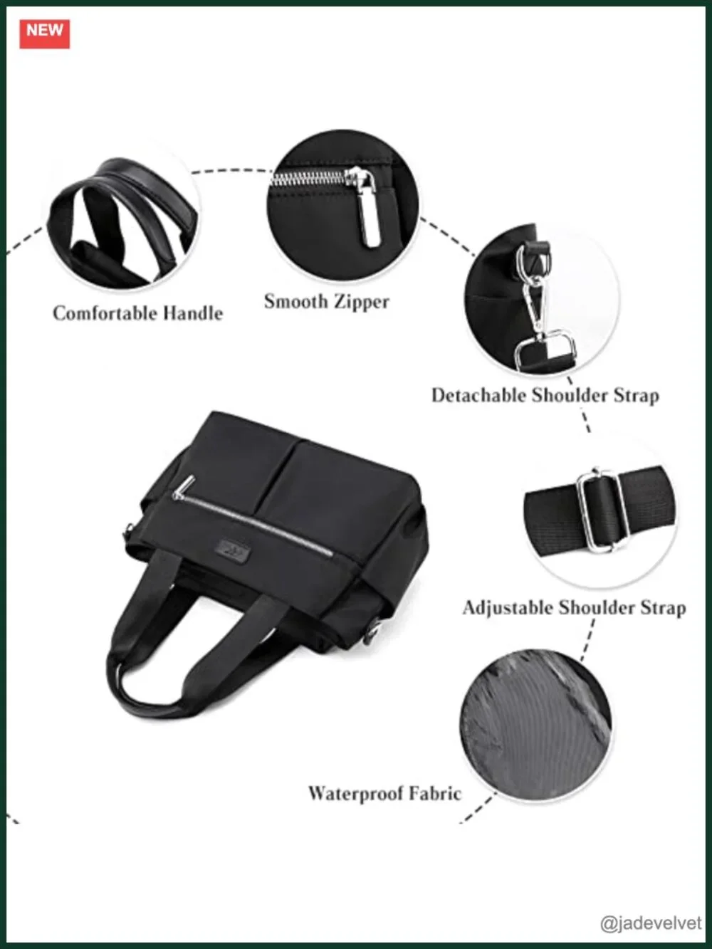 Nylon Multi-pocket Crossbody Bag Tote Satchel Travel Work